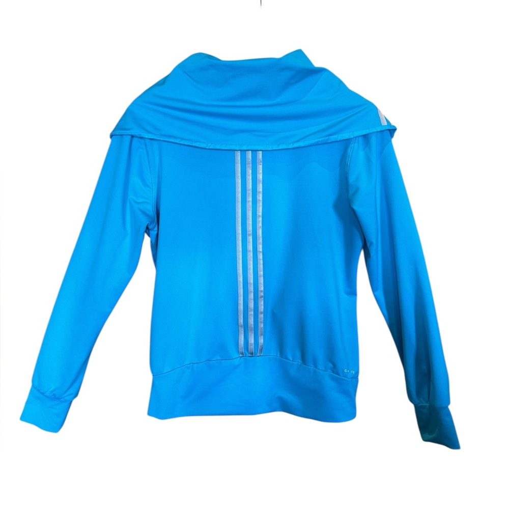 Adidas Womens M Climalite 3 Stripe Full Zip Training Workout Jacket Teal Yoga